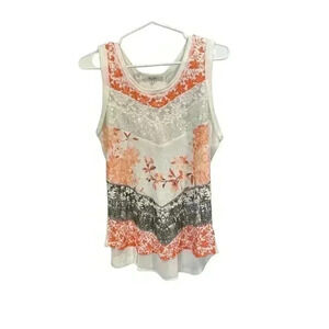 Miss Me Floral Sequined Tank Top Size M, Pre-Owned